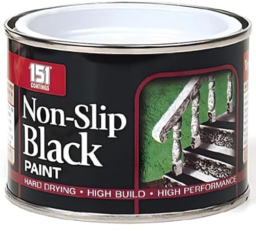 AMK® 151 Coatings Non Slip Matt Paint Black 180ml Anti Slip Safety Textured Coating for Step Path Walkway Floor Indoor Outdoor Wood Metal Concrete Stone Grip Enhancing Finish Protection