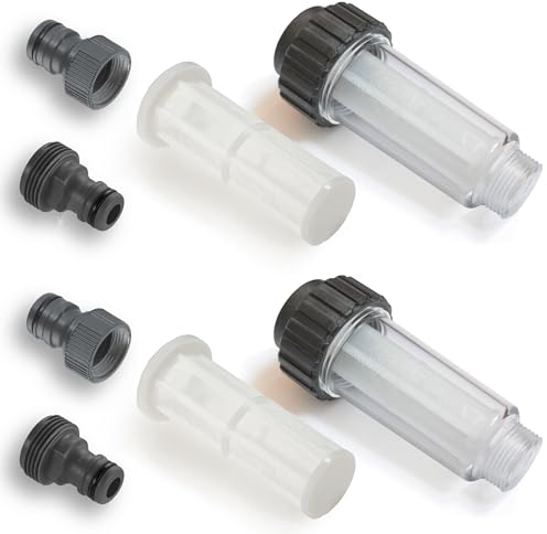 MI:KA:FI Wasserfilter | für Hochdruckreiniger, Gartenpumpe, Gartenbewässerung, Wohnmobil | ¾ Zoll Anschluss | passend zu Kärcher 4.730-059.0 (2x Filter, inkl. Ersatzsieb und Adapter)