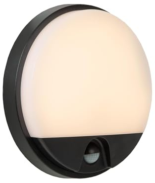 LUCIDE HUPS IR - Wandleuchte Innen/Außen - Ø 21 cm - LED - 1x10W 3000K - IP54 - Bewegung und Tag/Nacht-Sensor - Schwarz