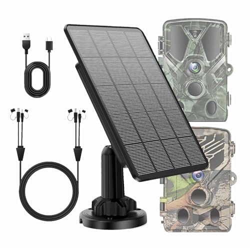Pannello solare per fotocamera Trail,kit di caricabatterie solari Output 12V 6V con batteria al litio ricaricabile da 5000MAH integrata,energia esterna portatile IP66 per la telecamera da caccia