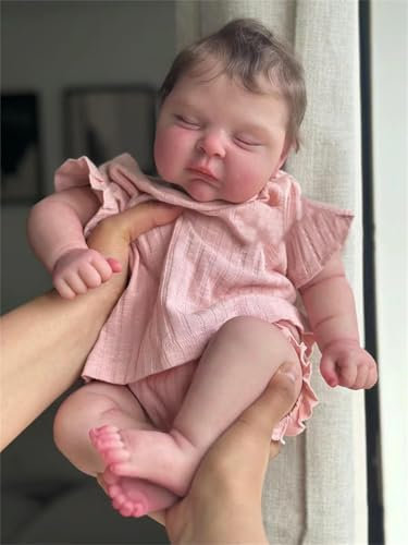 Zero pam Real Life Newborn Baby Dolls Girl Silicone Full Body Eyes Closed 20 inch 50 cm Life Like Full Vinyl Sleeping Baby Reborn Doll with Realistic Veins Rooted Hair Infant Dolls for Kids Age 3+