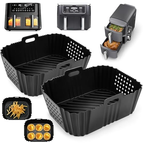 VIRIECH Airfryer Silikonform Zubehör für Ninja Double Stack XL Heißluftfritteuse SL401 SL400, 2 Stück wiederverwendbare Heißluftfritteuse Zubehör (2 Stück Heißluftfritteuse Zubehör)