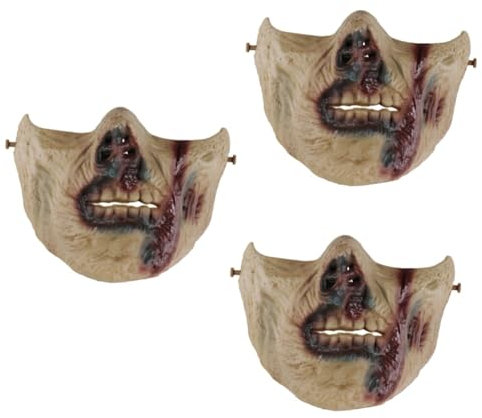 Vaguelly Demi Masque Zombie Masque Squelette 3 Pièces Démon Maléfique Masques Dhalloween Moitié D'halloween Demi-crâne Squelette Masques Halloween Horreur Masques Horreur D'halloween