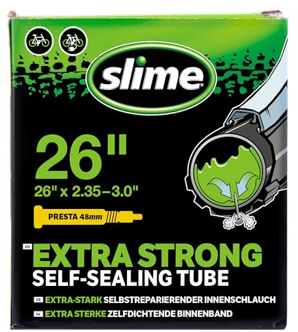 Slime 30097 Rad-Reifenschlauch mit Slime-Dichtmittel für Einstiche, Selbstdichtend, Verhindern und Reparieren, Presta Ventil, 26 x 2.35-3.0