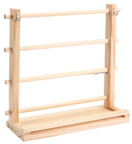 Perfeclan Organizzatore di Supporto a Nastri a 4 Livelli, Porta per Bobine di Nastro in Legno, Cucito-Porta Rocchetto di Filo, Thread Storage Portafilo per Carta da Regalo, Ricamo, Quilting, Negozio