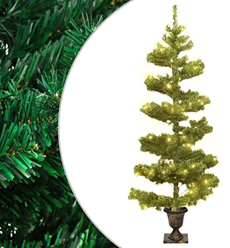 ZEYUAN Albero di Natale a Spirale con Vaso e LED Verde 120 cm PVC,Arredo,Decorazioni Natalizie,Alberi di Natale-344649