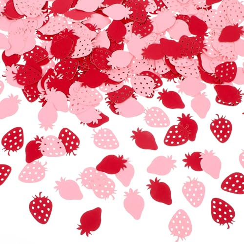 300 Stück Erdbeer Konfetti Papier Erdbeer Streudeko Kleine Rot Rosa Confetti Tisch Deko für Erdbeer Themen Babyparty Geburtstag Hochzeitsfeier Deko