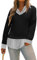 Oyamiki Damen Casual Kragen Geschwungener Saum 2 in 1 Pullover Tops Plaid Kontrast Hemd Bluse, Schwarze Nadelstreifen, Groß