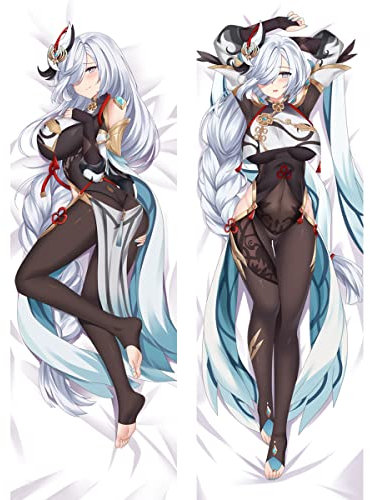 UZQFSGXA-Anime Kissenbezug Manga Kissenhülle Für Genshin Impact Shenhe,Anime Pillowcase Digitaler Doppelseitiger Druck Kissenbezug,Seitenschläferkissen Bezug