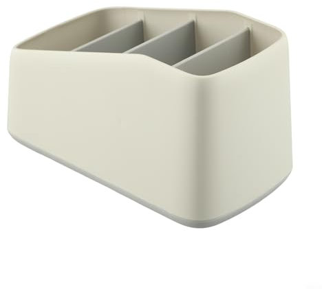 Caja de almacenamiento organizadora de escritorio, soporte para control remoto de TV, ABS de 4 rejillas que ahorra espacio, organizador de escritorio para oficina en casa (gris)