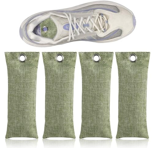 4 Stück Aktivkohle Schuh-Geruchsentferner,Schuhdeo Beutel,Schuhkissen Mit Bambus Aktivkohle Gegen Fußgeruch,Deo Für Schuhe,Für Fußgeruch durch Schweißfüße,Beseitigung Von Gerüchen,4x75g (Grün)