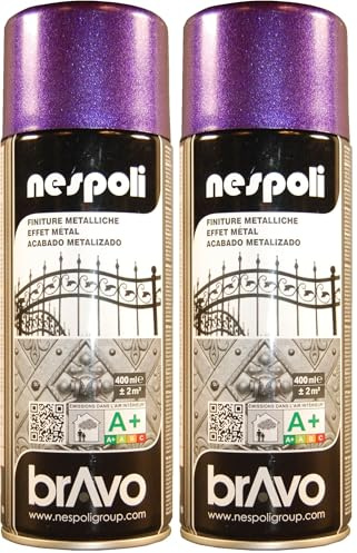 NESPOLI Aérosol peinture professionnelle métallisé violet 400 ml (Lot de 2)