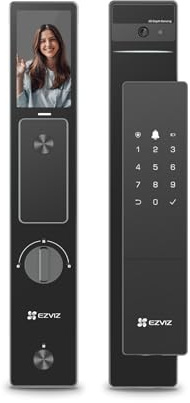 EZVIZ Smart Lock DL50FVS, Serrure de porte d'entrée sans clé 8 en 1, serrure de porte à reconnaissance faciale 3D, stockage intégré de 8 Go, vision nocturne à 2 mètres, interphone actif, contrôle par