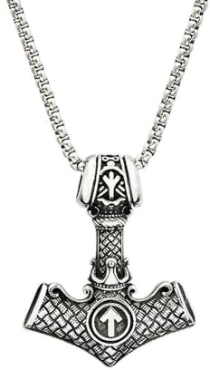 Sumpgle Gioielli vichinghi nordici vintage da uomo titanio acciaio Thor martello collana in acciaio inox nave pirata ancoraggio modello ciondolo