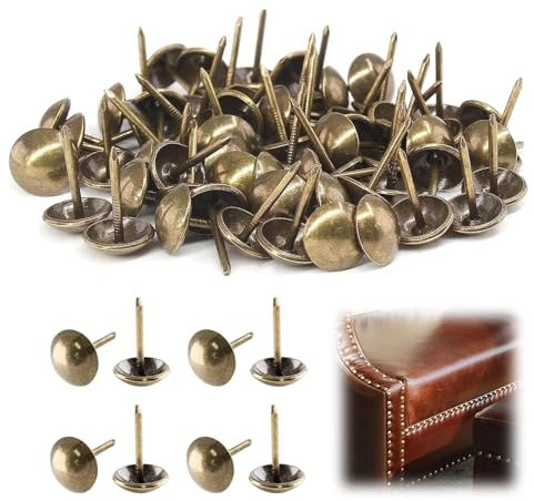 Upholstery Tacks, 200 Pcs Antique Bronze Decorative Thumb Tacks Furniture Push Nail Pins, Upholstery Tacks Push Nail Pins for Craft Home Decor (11 * 17mm)