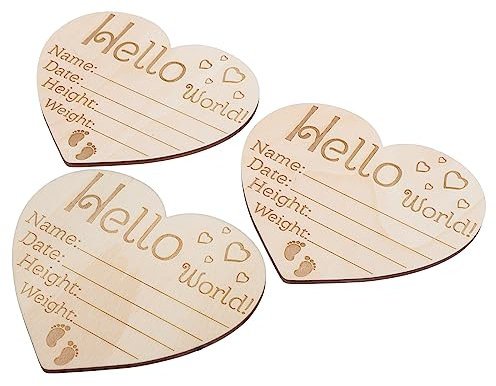 UPKOCH 3stücke Teiliges Holz Geburtsanzeige Herzform Namensschild Für Neugeborene Dekorative Babyfotografie Requisite Zur Aufzeichnung Von Geburtsdetails Gestaltung Eines Fröhlichen