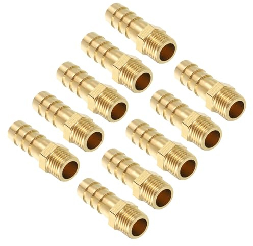 Kozelo Confezione da 10 raccordi in ottone per tubi flessibili, connettori da 8 mm a M10 x 1 maschio, raccordi per macchine domestiche, vasche da bagno e sistemi di irrigazione