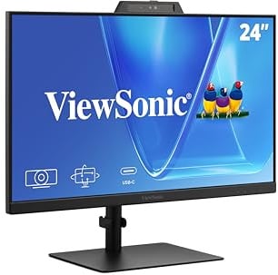 ViewSonic VG2441V 24 Inch 1080p Monitor, IPS Display with Windows Hello, Built-in Microphone, and IR 5MP Webcam for Smooth Video Conferencing, Advanced Ergonomics, USB-C, HDMI, and DisplayPort Inputs