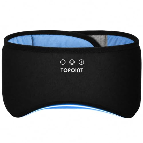 TOPOINT Bluetooth Sleep Mask, Sleep Headphones, Bamboo Cotton, Blackout | Ultra-Thin Speakers | Zero Eye Pressure | 100% Blackout | Breathable & Washable | Adjustable Fit | 16H Battery | Ideal Gift