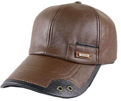 QICHEN Herren PU Leder Baseball Cap Winter Gefütterte Kappe Schirmmütze