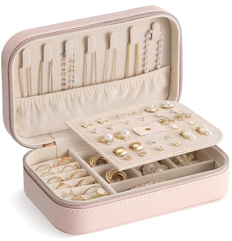 Lolalet Reise Schmuckkästchen Schmuckaufbewahrung Schmuck Reiseetui (M) | Schmuck organizer Tragbarer Schmuckorganisator mit Aufbewahrungsbeutel für Ohrringe Halsketten Armbänder Ringe