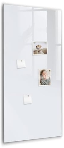 Tableau en verre vertical magnétique | Tableau portrait élégant et fonctionnel | Livré avec 5 aimants néodyme pour organisation quotidienne - 60x120cm - couleur blanc foncé
