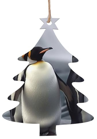 Lustige Pinguine, Weihnachtsschmuck, Holzscheiben zum Basteln, 4 Stile, Holzscheiben, hängende Ornament mit Schnur, Weihnachts-Holzornamente für Weihnachtsbaum, Winterferien, Dekoration, 6 Stück