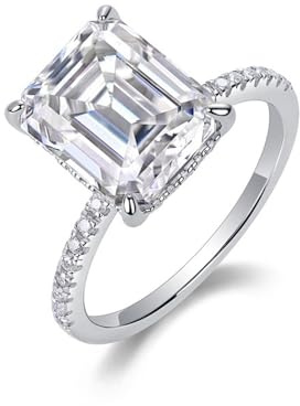 Skcess Platin Ringe, Damenringe 9X11mm Moissanit Weiß 4ct Moissanit Größe 50 (15.9)