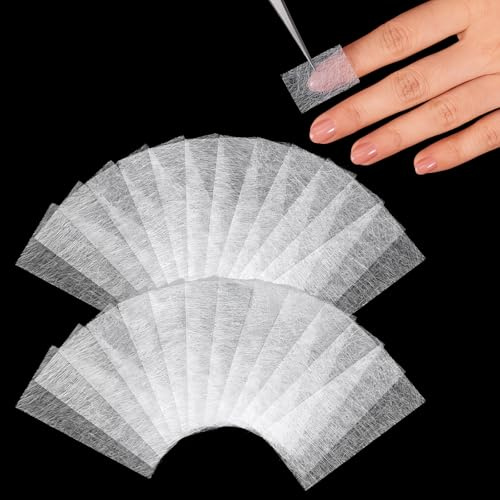 Axafazup 100PCS Silk Wrap for Nails, Nail Repair Wraps for Broken Cracked Nails, Natural Extension Reinforcement Kit, Ultra-Thin & Flexible (White)