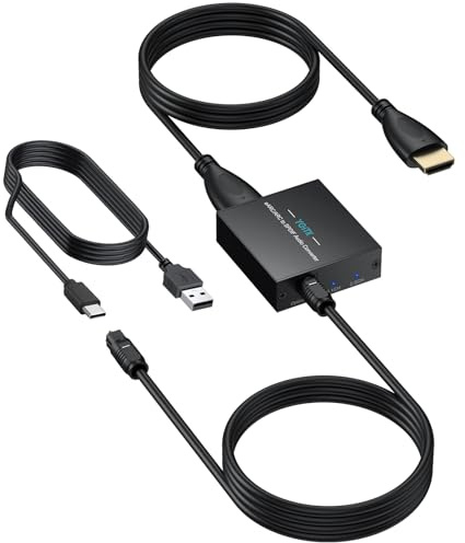 YGiTK HDMI eARC/ARC zu Toslink Konverter für Soundbar Verstärker | 192KHz/24bit DAC, Dolby/DTS 5.1, 2.0/5.1 Anzeige, Plug & Play, für TV/Soundbar/Verstärker, für Heimkino-Fans