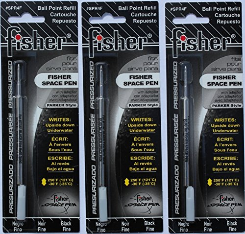 Fisher Space Pen - 3 Druckpatronen, schwarze Tinte, feine Spitze, #SPR4F