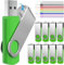 FEBNISCTE USB Stick 512MB 10 Stück USB Flash Laufwerke Einklappbarer Speicherstick 512 MB Grün Kleine Kapazität Memory Sticks Metall Pendrive Datenspeicher mit Seil Geschäftskunden