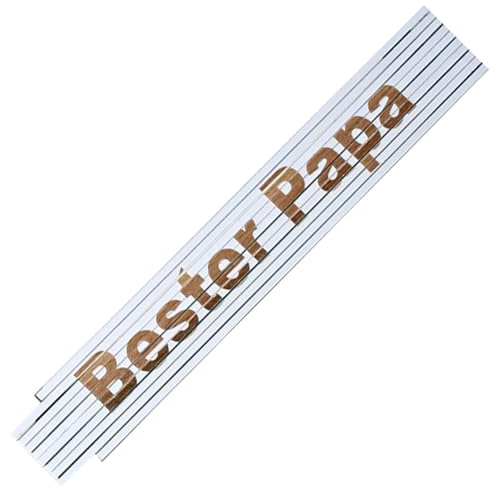 TE-Trend Zollstock Maßstab Holzgliedermasstab Laser Gravur Spruch Vatertag Opa Geburtstag Text Auswahl Spruchartikel Bester Papa weiß