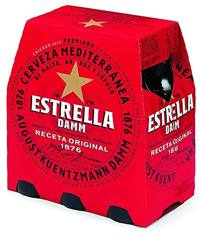 Estrella Damm Cerveza - Pack de 6 Botellas x 250 ml - Total: 1.5 L