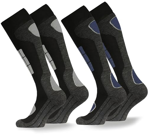 Occulto Herren Skisocken 2er Pack, 4er Pack (Modell: Felix) 2 Paar Blau Anthrazit 43-46