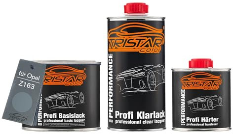 TRISTARcolor Autolack Set Dose spritzfertig für Opel Z163 Lichtsilber Metallic/Silver Light Metallic Basislack + 2K Klarlack 1,25L