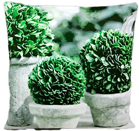 Hossner Kissenhülle 40x40 cm Buchs Buchsbaum Grün Weiß Cottage modern Frühling Sommer Baumwollkissen Bezug Wendekissen (Kissenhülle 40 x 40 cm Buchsbaum)