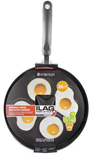 Dajar AMBITION Spiegeleipfanne 4 Loch Ø26cm Graphite Pancake Pfanne antihaft Ceran Gas Elektroherd geeignet