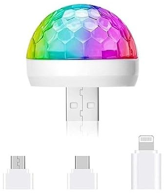 Mini Disco Lights, Sound Activated Disco Ball Party Lights, Applicable to USB Interface and Phones - RGB Light Effect Units for Home Disco, Kids Birthday, Christmas Party etc.