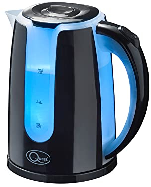 Quest 35929 Cordless 2 Colour LED Light Up Kettle / 1.7 Litre Capacity / 360° Swivel Base/Pop-Up Lid Opening/Boil-Dry Protection