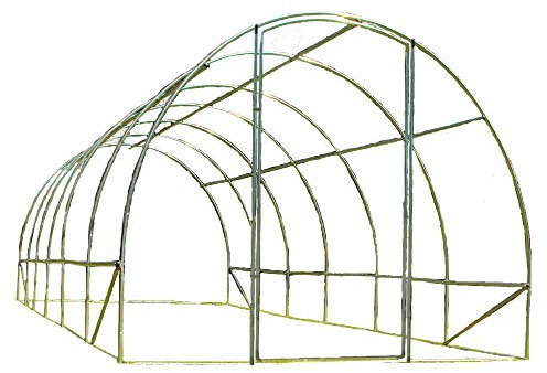 Frame Only 6m x 3m PolytunnelStrongest In It's Class a fully Galvanised Structure with more Diagonal & Roof Bracing than all others. Metal Hinged Door | Groundbar Kit.