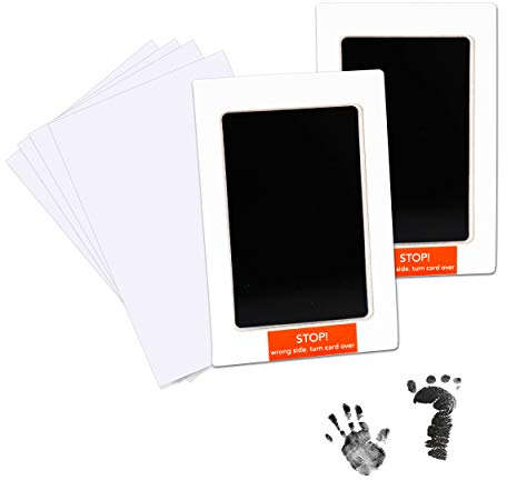 Baby Handabdruck und Fußabdruck Abdruck Sauber Touch Stempelkissen mit 4 Hochwertigen Druckkarten Sicher Ungiftig Stempelkissen Kit für Neugeborene 0-6 Monate Mädchen und Jungen (Rosa)