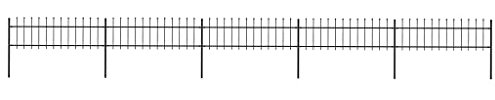 vidaXL Gartenzaun mit dekorativen Speerspitzen Schmuckzaun Metallzaun Zaun Zaunelemente Stahlzaun Gitterzaun Zaunfeld Tor Stahl 8,5x0,6m Schwarz