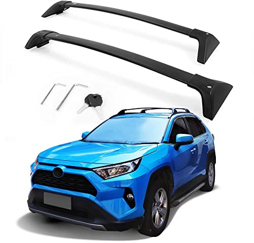 Autekcomma Roof Rack Cross Bars for Toyota RAV4 2019-2023 (Not Fit Models for Adventure/TRD Off-Road). Anti-Theft Lock Mechanism Black Matte Aluminum Anti-Corrosion crossbars