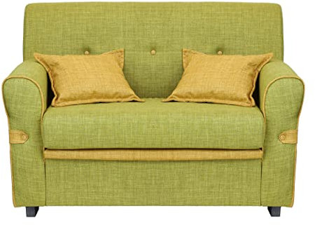 Totò Piccinni Divano 2 Posti in tessuto con Cuscini Imbottito, con Braccioli (Verde)