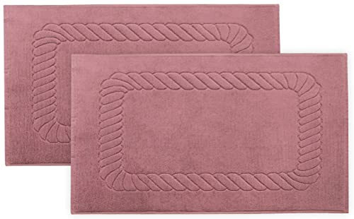 ZOLLNER 2er Set Badematten - weiche und saugstarke Duschvorleger - waschbar bis 95°C - Baumwolle - 50x70 cm in Altrosa