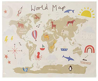 Haokaini Weltkarte Wandteppich Wandbehang Decke Baby Fotografie Requisiten Decke Kinder Pädagogische Heimkunst Dekor für Schlafzimmer Wohnzimmer Wohnheim Kinderzimmer Dekor