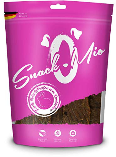 SnackOMio – Premium Hundesnack – zarte Fleischstreifen vom Kaninchen, getreidefrei, 1er Pack (1 x 125g)
