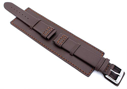 Sulla 18mm Uhrenarmband Für Militäruhren Bund Style mit Unterlage dunkel braun