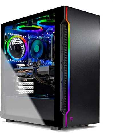 SkyTech Shadow 3.0 Gaming Computer PC Desktop - Ryzen 5 3600 6-Core 3.6GHz, RTX 3060 12GB, 1TB SSD, 16GB DDR4 3000, RGB Fans, AC WiFi, 600W Gold PSU, Windows 10 Home 64-bit, Black